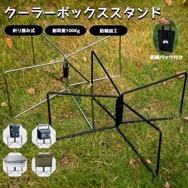 【送料無料★レビュー特典】 クーラーボックススタンド 折りたたみ 軽量 コンパクト アウトドア キャンプ用荷物置き台 荷台 コンテナスタンド クーラースタンド 荷物台 折りたたみ台 キャンプ 荷物置き シンプル 安定設計 耐荷重100kg 収納ケース付き