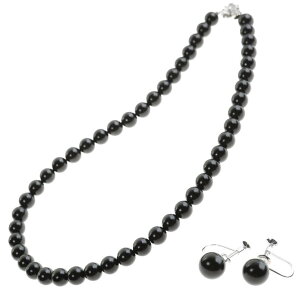 【★P5倍★】【即納】8mm ジェットネックレス イヤリングセット 黒 ジェット ジュエリー ネックレス set セット プレゼント 日本製 保証書付 モーニングジュエリー イギリス王室 冠婚葬祭 お