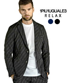 1PIU1UGUALE3 RELAX ウノピゥウノウグァーレトレ リラックス 総柄ロゴジャガードジャケット メンズ テーラード アウター スーツ きれいめ ブランド ファッション ウノピュ