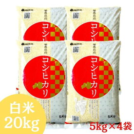【新米】白米 米 20kg 送料無料 福島県産コシヒカリ 20kg(5kg×4袋) 令和7年産 米 お米 精米 米 20kg お米 20kg 銘柄米【沖縄・離島 別途送料+1100円】