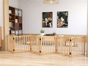 木製ペットゲート 家用 自立式 ドッグゲート 戸口/階段/木製 ペット用 家具 ドッグフェンス 折り式バリア 犬 柵 犬 ゲート