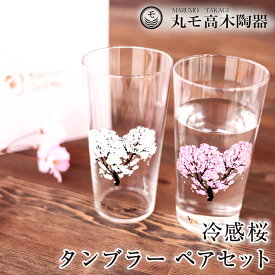 丸モ高木陶器 冷感桜 タンブラーグラス ペアセット 酒器 グラス さくら 花見酒 贈り物 ギフト プレゼント ペアグラス
