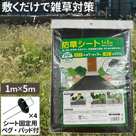 防草シート 5m×1m 雑草対策 厚手 高密度 高透水 高耐久 遮光 庭 通路 物干し場 畑 ウッドデッキ 資材置き場 ピン4本付 芝生 mcz-226 マクロス