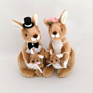 【仲良しファミリーシリーズ】カンガルーのルーファミリー カンガルー ウェルカムドール (ベビー付き) 結婚式 ぬいぐるみ 祝電 電報 ギフト