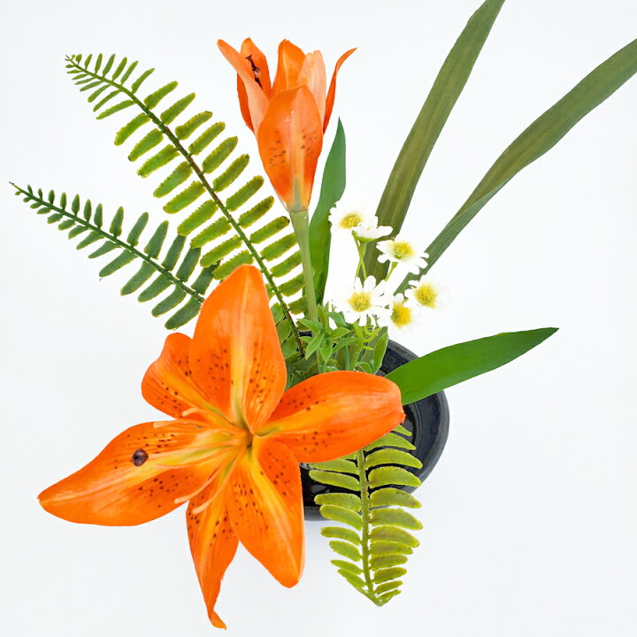 楽天市場 花雅シリーズ 百合 オレンジ ゆり ユリ 造花 ギフト 和風アレンジ J Dコーポレーション
