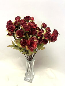 【SALE】3束セット スプレーバラ ワインレッド 薔薇赤 バラブッシュ 造花花材 造花パーツ フェイクフラワー
