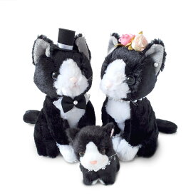 【仲良しファミリーシリーズ】ハチワレ ウェルカムドール 猫 黒 親子 家族 ファミリー　祝電　電報　ギフト