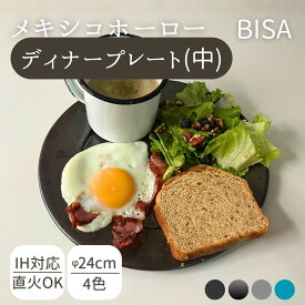 お皿　ホーロー　おしゃれ　BISA ディナープレート 24cm メイン 皿 ホーロー 琺瑯 メキシコ