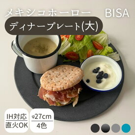 お皿　ホーロー　おしゃれ　BISA ディナープレート 27cm メイン 皿 琺瑯 メキシコ