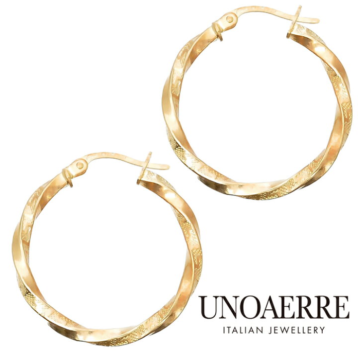 楽天市場】ウノアエレ【UNOAERRE】 K18YGイエローゴールド フープ  