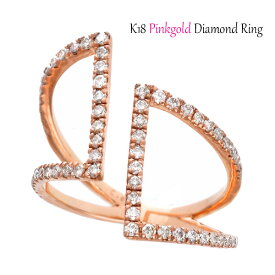 リング K18 ダイヤモンド 幅広 18金 ピンクゴールド 指輪 豪華 ジュエリー ギフト プレゼント ダイヤ レディース　ブリリアントカット　フォーマル　カジュアル