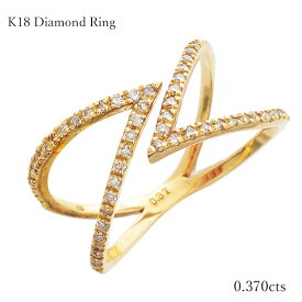 リング K18 イエローゴールド ダイヤ 指輪 18金 ダイヤモンド　YG　0.370cts　Vライン　 品質保証書 プレゼント 人気 可愛い V字 4月誕生石