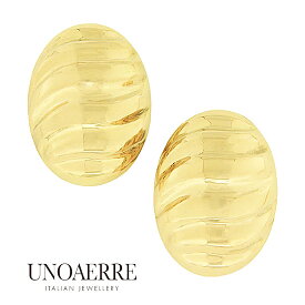 ウノアエレ【UNOAERRE】 イヤリング K18 18金 イエローゴールド イタリア ゴールデンデザイン 楕円