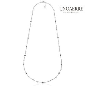 ウノアエレ【UNOAERRE】ロングネックレス シルバー 100cm 925 パールブラック クリスタルパール シンセティック チェーン SILVER デザイン レディース メンズ プレゼント ギフト イタリア