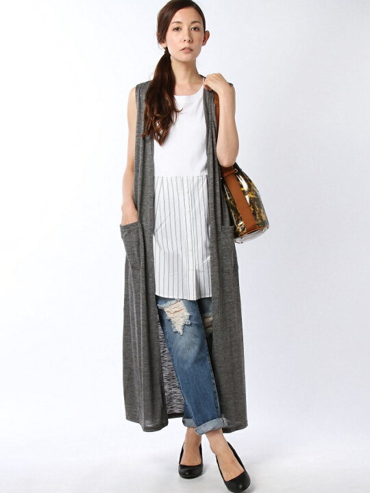 楽天市場 Rakuten Fashion Sale 32 Off ロングカットジレ Jeanasis ジーナシス ニット カーディガン ブラック Rba E Jeanasis ジーナシス