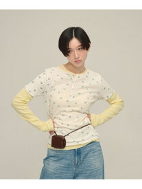 【SALE／31%OFF】Flower Henley Neck Pullover SS eL ジーナシス トップス カットソー・Tシャツ ネイビー ホワイト【RBA_E】【送料無料】[Rakuten Fashion]