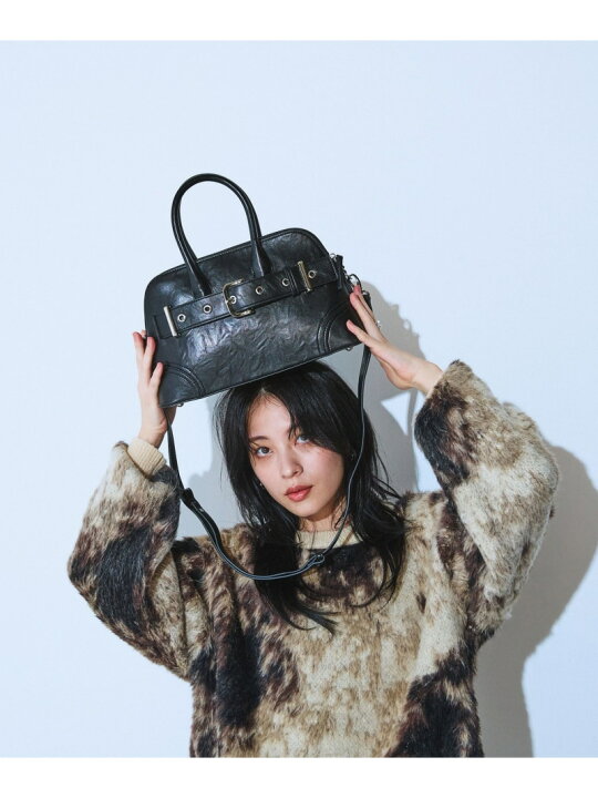 極美品 JEANASIS ジーナシス メタルミューズ ミニボストン 黒 Y2K 
