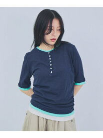 3カラーレイヤードヘンリー2P SS JEANASIS ジーナシス トップス カットソー・Tシャツ ネイビー ブルー ピンク ブラック[Rakuten Fashion]