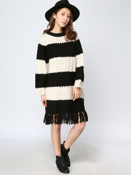 楽天市場 Rakuten Fashion Sale 63 Off ケーブルニットop Jeanasis ジーナシス ワンピース ニットワンピース ブラック ホワイト Rba E Jeanasis ジーナシス