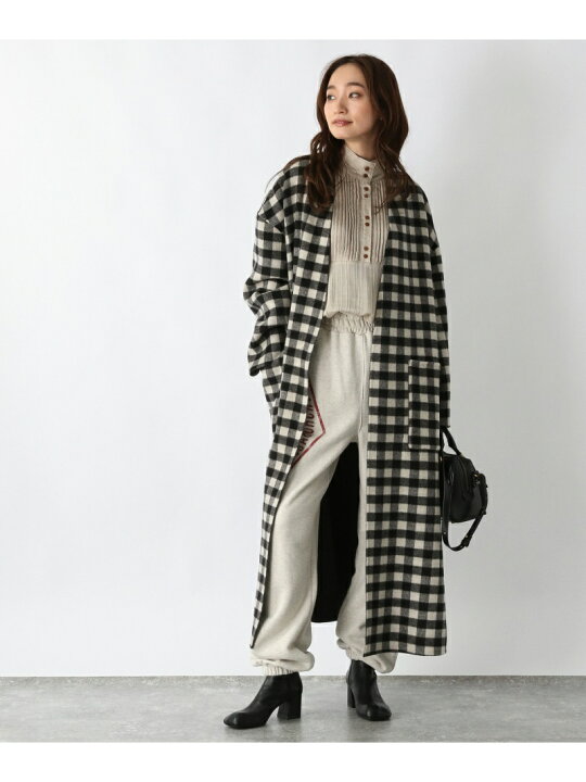 楽天市場】【SALE／50%OFF】(W)ノーカラーRチェックコート JEANASIS  