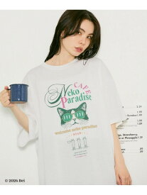 【Bei×JEANASIS】Neko Big TEE JEANASIS ジーナシス トップス カットソー・Tシャツ グレー ホワイト【送料無料】[Rakuten Fashion]