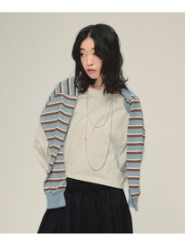 【SALE／50%OFF】Border Bolero Cardigan eL ジーナシス トップス カットソー・Tシャツ レッド ブルー グレー【RBA_E】[Rakuten Fashion]