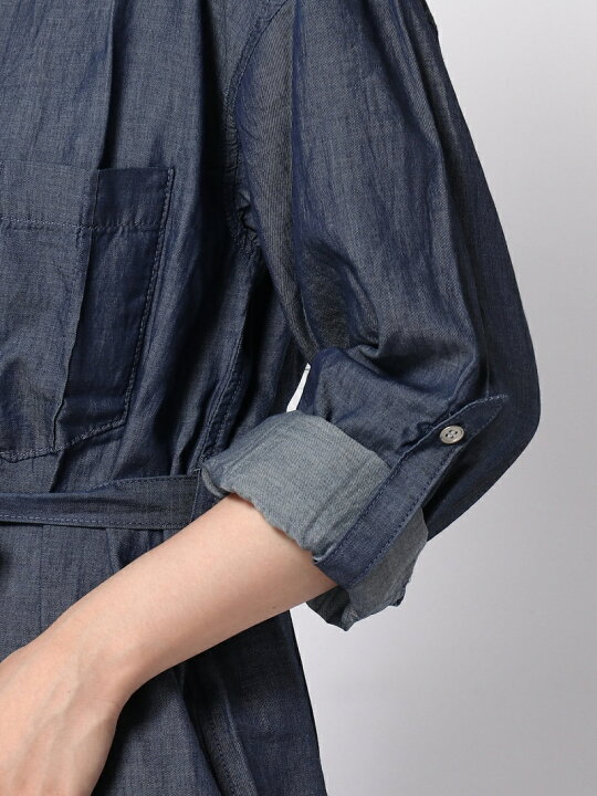 楽天市場】【SALE／29%OFF】ノーカラーデニムシャツワンピース 