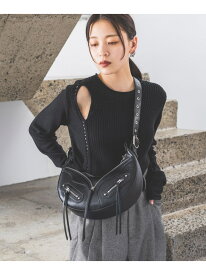 フェイクレザーZIPムーンBAG JEANASIS ジーナシス バッグ ショルダーバッグ ブラック ホワイト【送料無料】[Rakuten Fashion]