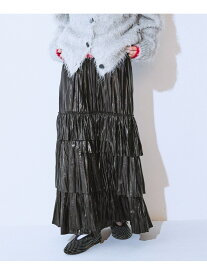 【SALE／54%OFF】レザーライクティアードスカート JEANASIS ジーナシス スカート ロング・マキシスカート ブラウン ブラック【RBA_E】[Rakuten Fashion]