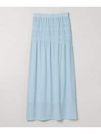 【SALE／60%OFF】シアーサッカーシャーリングスカート JEANASIS ジーナシス スカート ロング・マキシスカート ホワイト ブラック【RBA_E】[Rakuten Fashion]