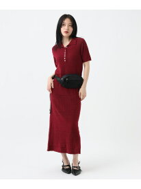 【SALE／65%OFF】ミニブークレニットポロワンピース JEANASIS ジーナシス ワンピース・ドレス ワンピース ブラック グレー レッド【RBA_E】[Rakuten Fashion]