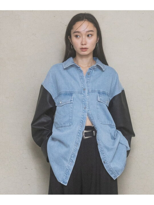 楽天市場】【SALE／40%OFF】コンビネーションデニムオーバーシャツ 