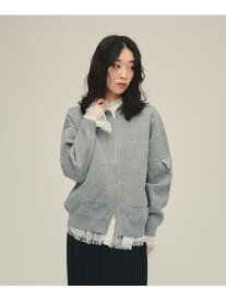 12G Zip Blouson Cardigan eL ジーナシス トップス カーディガン カーキグリーン グレー【送料無料】[Rakuten Fashion]