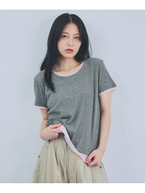 【SALE／43%OFF】チュールレイヤーバイカラーTEE JEANASIS ジーナシス トップス カットソー・Tシャツ ブラック グレー【RBA_E】[Rakuten Fashion]