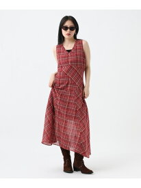 【SALE／58%OFF】Vネックチェックワンピース JEANASIS ジーナシス ワンピース・ドレス ワンピース レッド ネイビー【RBA_E】【送料無料】[Rakuten Fashion]