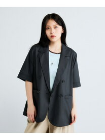 【SALE／40%OFF】【接触冷感・吸水速乾】ルーズダブルジャケットSS JEANASIS ジーナシス ジャケット・アウター テーラードジャケット・ブレザー ホワイト ベージュ グレー ブラック【RBA_E】【送料無料】[Rakuten Fashion]