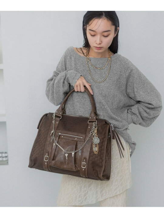 秋レザージャケットで魅せる大人女子コーデ✨ 限定値下げ！ ジーナシス アンティークフェイクレザートート カーキ