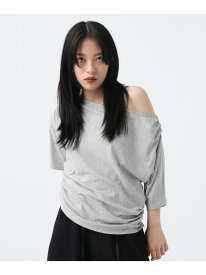 【SALE／45%OFF】アシメギャザーボートネック5S JEANASIS ジーナシス トップス カットソー・Tシャツ グレー ブラック ホワイト【RBA_E】[Rakuten Fashion]