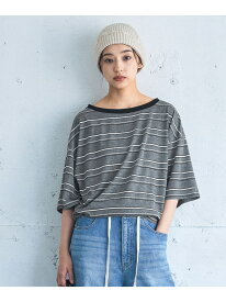アソートリンガーボートネックTEE SS JEANASIS ジーナシス トップス カットソー・Tシャツ ブラック グレー イエロー【送料無料】[Rakuten Fashion]