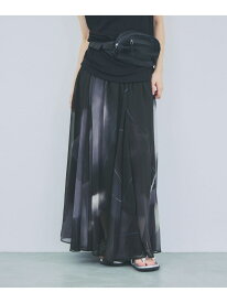 【選べる着丈】ラインアートフレアスカート JEANASIS ジーナシス スカート ロング・マキシスカート ブラック ホワイト【送料無料】[Rakuten Fashion]