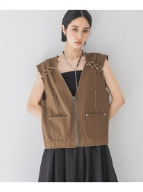 【SALE／65%OFF】レースアップワークベスト JEANASIS ジーナシス ジャケット・アウター その他のジャケット・アウター ブラウン ホワイト ブラック【RBA_E】[Rakuten Fashion]