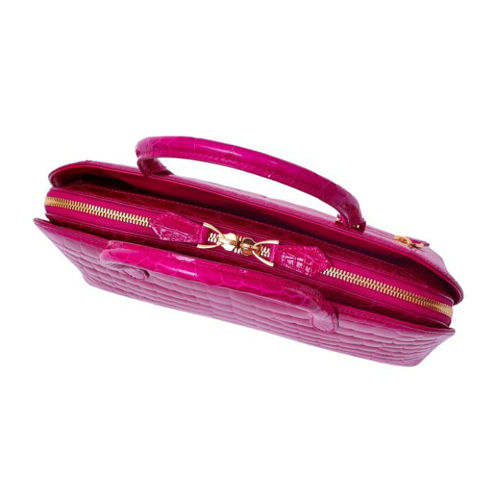 楽天市場】クロコダイル ハンドバッグ シャイニング ピンク グレー 本  