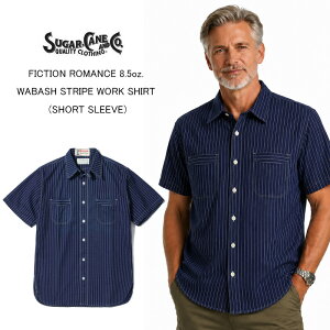 SUGAR CANE �V���K�[�P�[���@�E�H�o�b�V���X�g���C�v ���[�N�V���c ���� SC36267 FICTION ROMANCE 8.5oz. WABASH STRIPE WORK SHIRT (SHORT SLEEVE)�����Y ���[�N�V���c �����V���c �A���J�W ���m�G���^�[�v���C�Y 