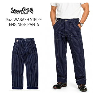 SUGAR CANE�@�V���K�[�P�[���@9�I���X�@�E�H�o�b�V���X�g���C�v�@�G���W�j�A�p���c�@���[�N�p���c�@9oz. WABASH STRIPE ENGINEER PANTS�@�{�^���t���C�@�S�����@SC40786�@ �V���K�[�P�� �@���[�N�p���c
