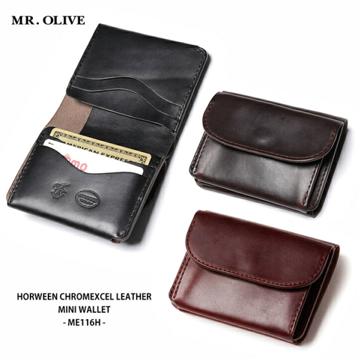ミスターオリーブ イーオーアイ MR OLIVE E O I 正規販売店 MR OLIVE E O I ミスターオリーブ イーオーアイ HORWEEN CHROMEXCEL LEATHER ホーウィン クロムエクセルレザー COMPACT WALLET ME115H バーガンディ