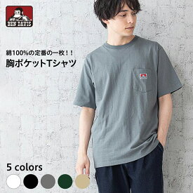 ベンデイビス Tシャツ (BEN DAVIS)ポケットTシャツ C-958000 ブランド ポケT 半袖 カジュアル 綿100％ コットン メンズ レディース 男女兼用 ユニセックス おしゃれ 人気 トップス ストリート 白 黒 ホワイト ブラック S M L LL XL