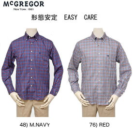 McGREGOR 形態安定 イージーケア ボタンダウン チェックシャツ マッグレガー メンズ 長袖シャ EASY CARE 111170603