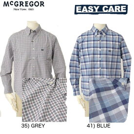 McGREGOR 111172101 形態安定 イージーケア ストライプ チェックシャツ マッグレガー メンズ長袖シャツ ボタンダウンチェック EASY CARE