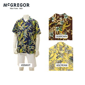 SALE! McGREGOR マグレガー メンズ 半袖シャツ 113164552 ビンテージプリント ハワイアン 製品洗い