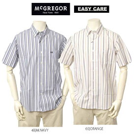 McGREGOR　マクレガー111163101 メンズ　イージーケア 半袖シャツ　カジュアルシャツ　サッカー素材 ストライプ ストレッチ 紳士